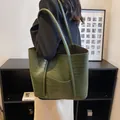 Deep green faux crocodile leather tote bag with long straps for women's shoulder wear - Green