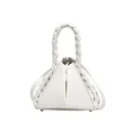Borsa a tracolla bianca triangolare con manico intrecciato e pelle opaca alla moda - Bianco