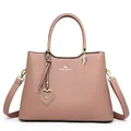 Elegante handtas van PU-leer in oudroze met kangoeroelogo en hartvormige hanger - Roze