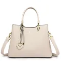 Elegant off-white PU leather handbag with kangaroo logo and heart charm detail - Off White