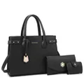 Set di 3 borse nere in ecopelle con tote bag, bustina e portacarte coordinati - Nero Set (6228#)