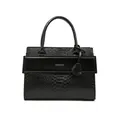 Elegante schwarze Tragetasche mit Krokodilmuster, Doppelgriffen und Logo-Anhänger Zubehör - Einzelne Tasche / Schwarz