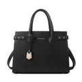 Borsa a mano nera in pelle a grana litchi con finiture dorate e tracolla rimovibile - Nero Borsa Singola (6228#)