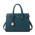 Borsa a mano verde petrolio in pelle martellata con dettagli dorati e tracolla rimovibile - Blu Borsa Singola (6228#)