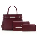 Set da 3 pezzi borsa a mano bordeaux motivo coccodrillo, pochette e portafoglio lungo - Borsa a Mano E Borsa a Busta E Portafoglio / Borgogna