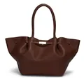 Dunkelbraune Shopper-Tasche mit Lychee-Muster und goldenem Verschluss für das Büro - Braun