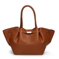Braune Shopper-Tasche mit Litschi-Maserung, goldener Schnalle und Flügel-Design - Hellbraun