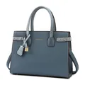 Borsa tote blu Morandi con manici a trama coccodrillo e raffinati dettagli dorati - Blu Borsa singola