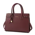 Elegante borsa tote bordeaux con ciondolo a lucchetto dorato e finta pelle testurizzata - Rosso Vino Borsa Singola