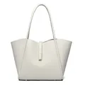 Sac fourre-tout minimaliste en cuir blanc crème avec élégants détails en métal doré - Blanc Cassé