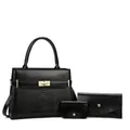 Ensemble de 3 sacs à main noirs pour femme avec texture crocodile et boucles dorées - Noir Ensemble