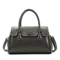 Sac fourre-tout gris foncé avec poignée tressée et fermeture rotative en métal chic - Sac à Main Unique (Gris)
