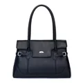 Sac cabas classique en cuir noir avec boucle argentée et forme trapèze - Seul Sac Fourre-Tout / Noir