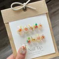 Uñas postizas artesanales de verano con diseño de lima y frutas tropicales 3D - L / Lima Blush Limón