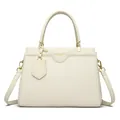 Chic cream white tote bag with pebble leather texture and gold hardware details - Off White