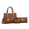 Braunes 3-teiliges Vintage-Handtaschenset mit Tragetasche, Perlengeldbörse und Kartenetui - Braune Handtasche Brieftasche Und Kartenhalter