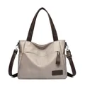 Fashionable beige tote bag for women with brown straps and large capacity for daily use - Apricot