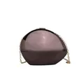 Oval metallic acrylic clutch bag with purple-bronze mirror finish and gold chain - Gunmetal