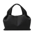 Elegant black dumpling handbag featuring premium lychee texture leather and a soft top handle - Small / Black