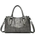 Sac à main bandoulière gris foncé en cuir avec logo kangourou et poignées robustes - Gris