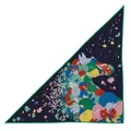 French style navy blue cashmere-feel square scarf with colorful floral horse print - Deep Blue Floral Horse Head (1) / 190x130cm