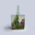 Dettaglio del dipinto a olio dei girasoli di Van Gogh sulla borsa tote in tela resistente - Paesaggio a Montmartre (BA21)