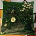 Van Gogh Aster and Phlox oil painting tapestry 90cm square scarf for women home decor - 90*90cm / Oil Painting Series #07