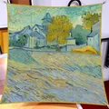 90cm Seidenschal im Van-Gogh-Ölgemälde-Stil mit Blumendruck und gelbem Saum - Großes Quadrat / St. Pauls Kapelle Ölmalerei