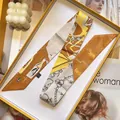 Élégant foulard twilly en soie avec motifs nautiques et boîte cadeau orange - Série Orange Jaune (S1851-3)