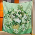 Van Gogh Rosen Ölgemälde Seidenschal mit handrollierten Kanten für elegante Damenmode - Rosen (09)