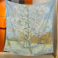 Grande sciarpa quadrata in misto seta e lana stile pittura a olio Mandorlo in Fiore di Van Gogh - Quadrato Grande / Mandorlo in Fiore (S1802)