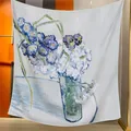 Van Gogh Ölgemälde Stil Schal mit Sternennacht und Mandelblüten Print Design - Impressionistische Landschaft (14)