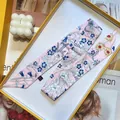 Pink floral twilly silk scarf for handbags in a premium gold-trimmed gift box - Light Pink