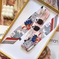 Comic style silk twilly scarf with France Paris text in a gift box with fashion accessories - Gray