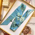 Artistic Van Gogh Almond Blossom silk scarf elegantly displayed in a premium gift box - Almond Blossoms Pattern (S1859-4)