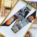 Eleganter schmaler Seidenschal für Damen mit Samurai-Muster in Designer-Geschenkbox - 5*90cm / Schwarz