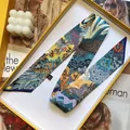 Silk-like polyester twilly scarf with jungle zebra print inside a yellow gift box - 5x90cm / Blue