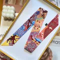 Pañuelo twilly de seda artística con estampado de alce en elegante caja de regalo - Naranja