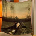 Gedetailleerde textuur van fluwelen sjaal in impressionistische olieverfstijl met rivier - Schemering in het Bos (17)