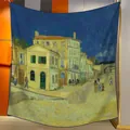 Square silk scarf with Vincent van Gogh Yellow House oil painting print art design - Van Gogh Yellow House (25)