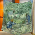 Tapisserie murale décorative peinture Van Gogh les premiers pas en tissu bleu et vert - Premiers Pas Van Gogh (28)