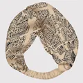 Diadema de satén de seda con estampado de mapa vintage francés y nudo cruzado - Caqui