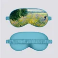 Monet style silk sleep mask with elastic strap and artistic floral oil painting print - Poppy Field