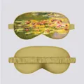 Monet Water Lilies silk satin sleep mask with elastic strap for travel and sleeping - Green Water Lilies