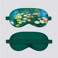 Detail of Monet water lily silk eye mask with printed art and elastic strap - Water Lilies in the Pond