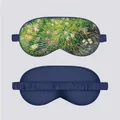Detail of silk eye mask featuring Impressionist water lily print and elastic strap - Grass and Butterflies