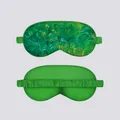 Detail of Monet water lily silk eye mask showing artistic print and elastic strap - Eye Mask 15 Green Wheatfield with Cypress