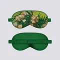 Detail view of Van Gogh Oleanders print eye mask with smooth green silk reverse side - Eye Mask 10 Oleanders