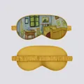 Detailed view of Van Gogh art silk sleep mask with comfortable elastic strap and yellow fabric - Eye Mask 06 The Bedroom