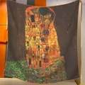 Lussuosa sciarpa in seta e cashmere con stampa artistica Il Bacio di Klimt - Stile Artistico Dipinto Il Bacio (S1908) / Quadrato Grande